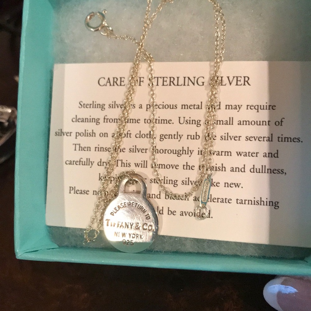 Authentic Tiffany Round Tag Pendant Necklace